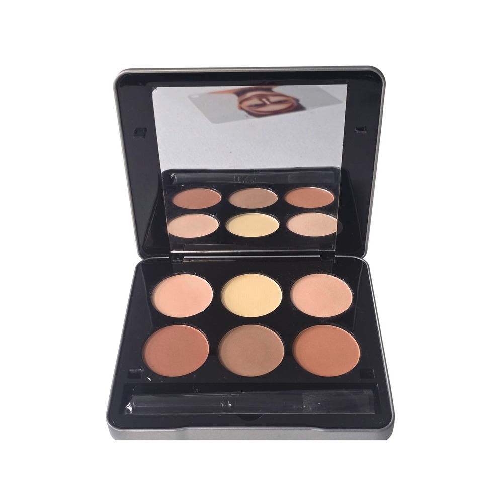 Makeover Essentials Contour Kit 6 Color Face Palette with Mirror and Brush New